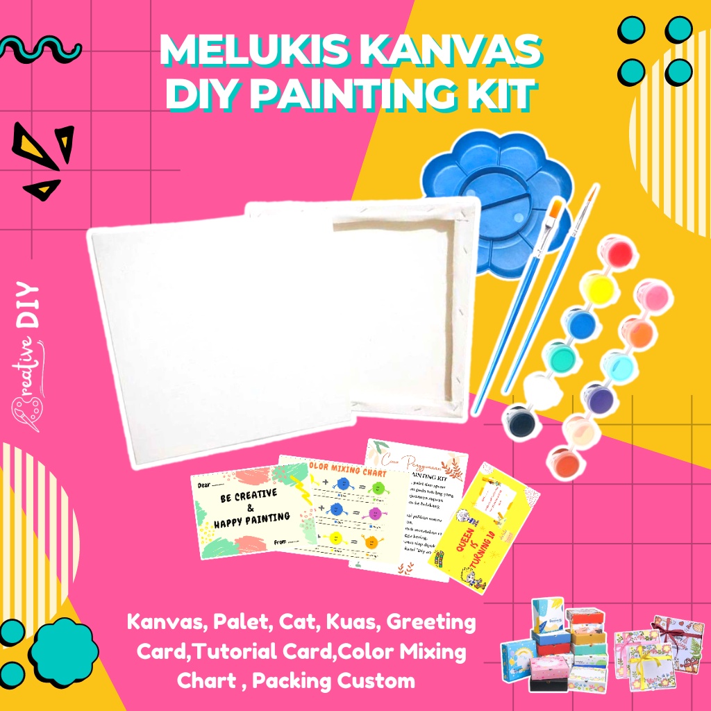 

DIY CANVAS PAINTING KIT I MELUKIS DI KANVAS I KANVAS LUKIS I KADO ULANGTAHUN I HAMPERS