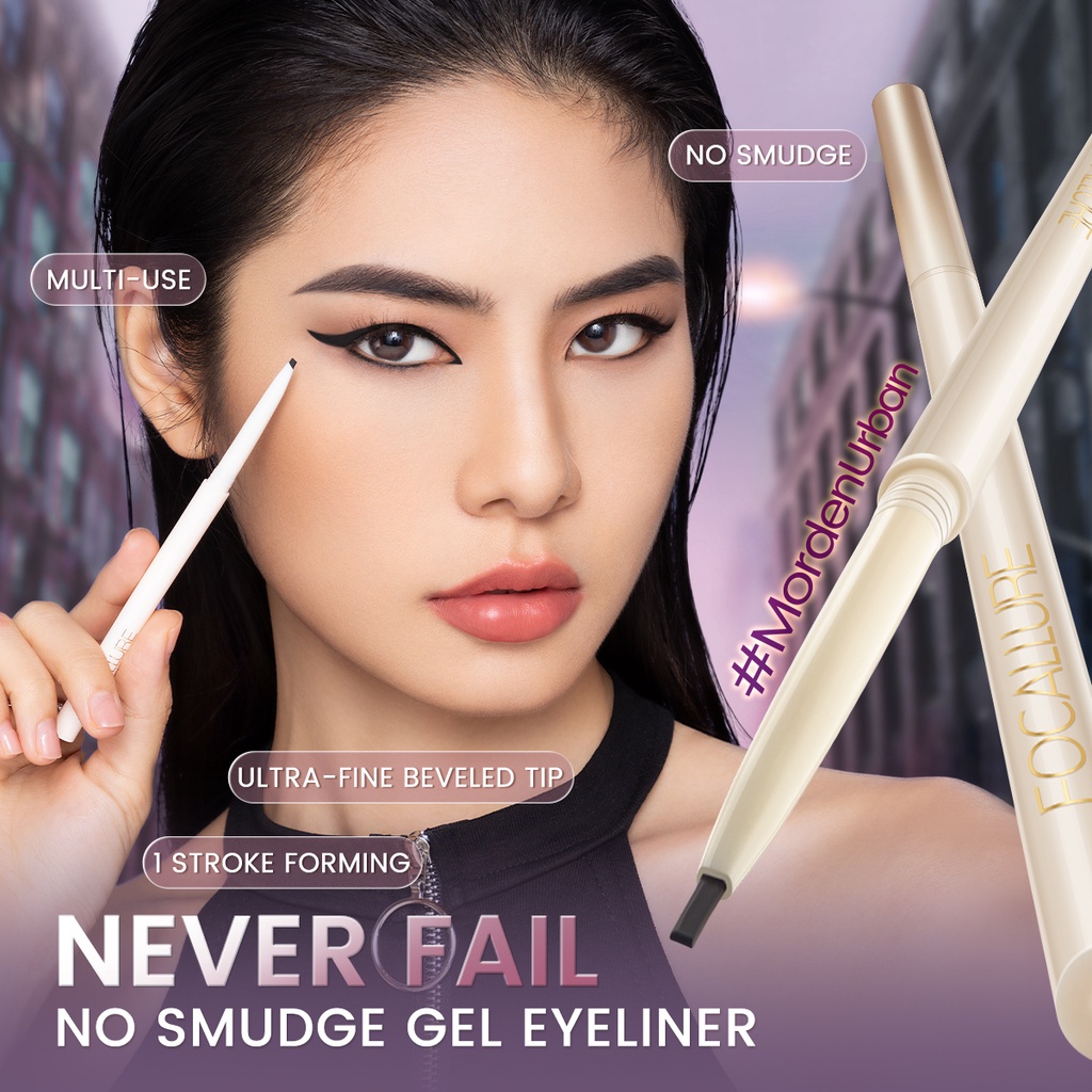 Focallure Waterproof Eyeliner Gel Pencil Ultra-fine Beveled Tip Multi-use Smooth Long-lasting Quick Dry Eyeliner Pen FA243-NEW