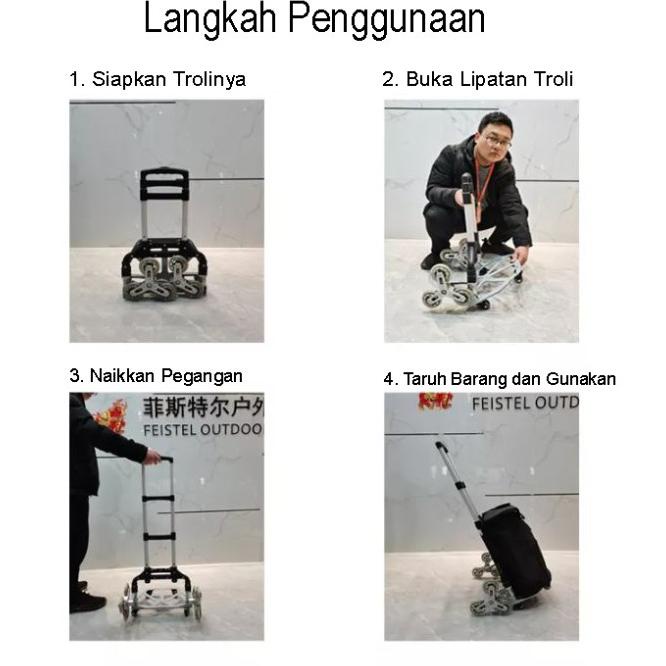 Troli Barang Lipat 10 Roda Aluminium Naik Tangga