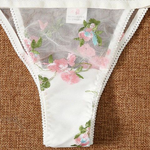 Renda wanita ultra-tipis renda wanita ultra-tipis bordir bunga pakaian dalam bra set bra jala tembus