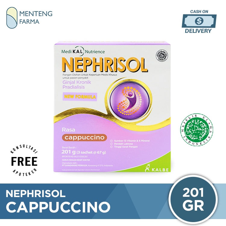 Nephrisol Cappucino 201 Gram - Susu Rendah Protein Khusus Pasien Ginjal Predialisis