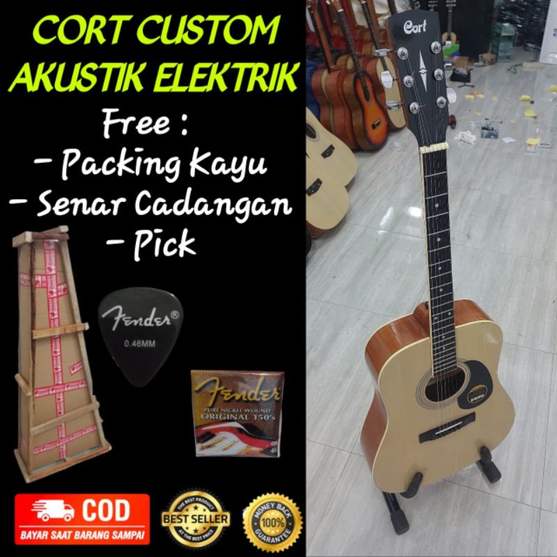 Gitar Cort Jumbo Akustik Elektrik + Packing kayu