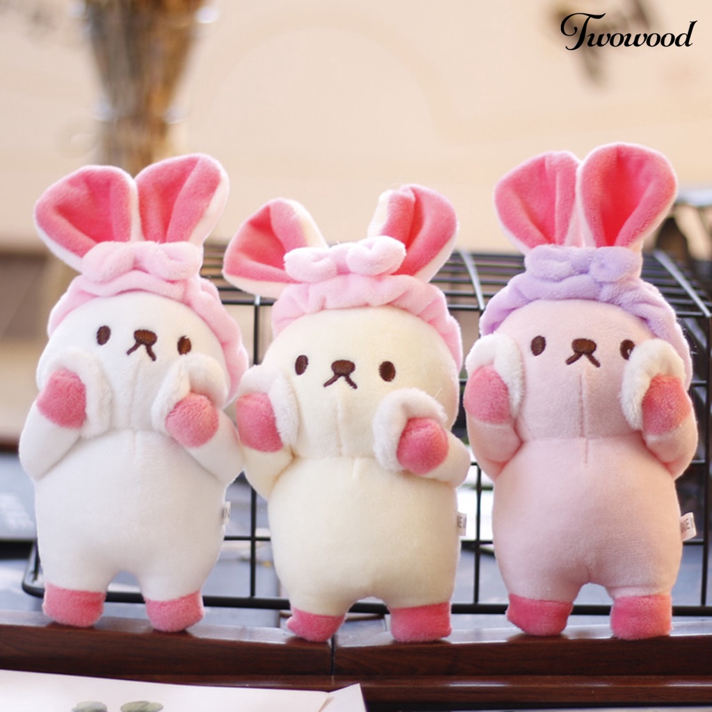 Twowood Gantungan Kunci Boneka Kelinci / Babi Bahan Plush 12cm Untuk Dekorasi Tas Ransel