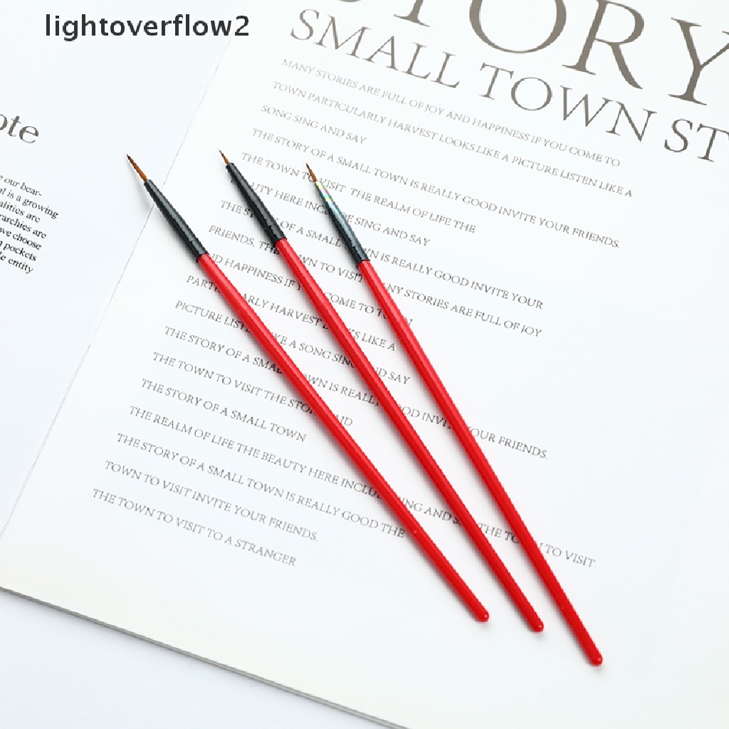 (lightoverflow2) 3pcs / Set Brush Pen Liner Tipis Untuk Gambar Hiasan Nail Art Diy