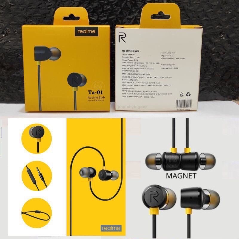 (GROSIR)HEADSET HANDSFREE HF MAGNET REALME BUDS TA -10 REALME 3 REALME 5 ALL TYPE HP ORIGINAL OEM