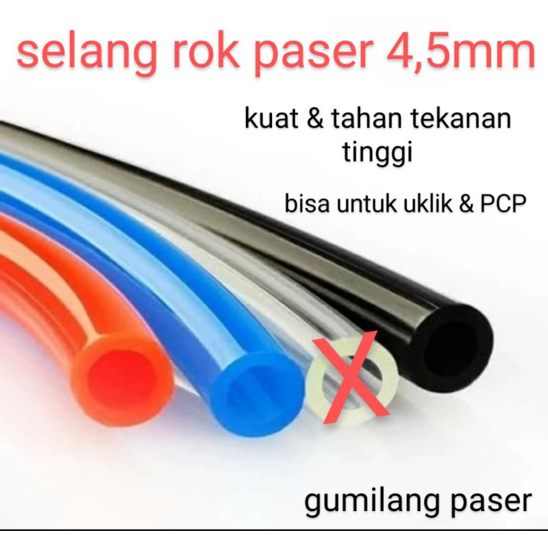 BERKUALITAS selang PU bahan rok paser uklik 4,5 mm 1 meter kuat tahan tekanan tinggi