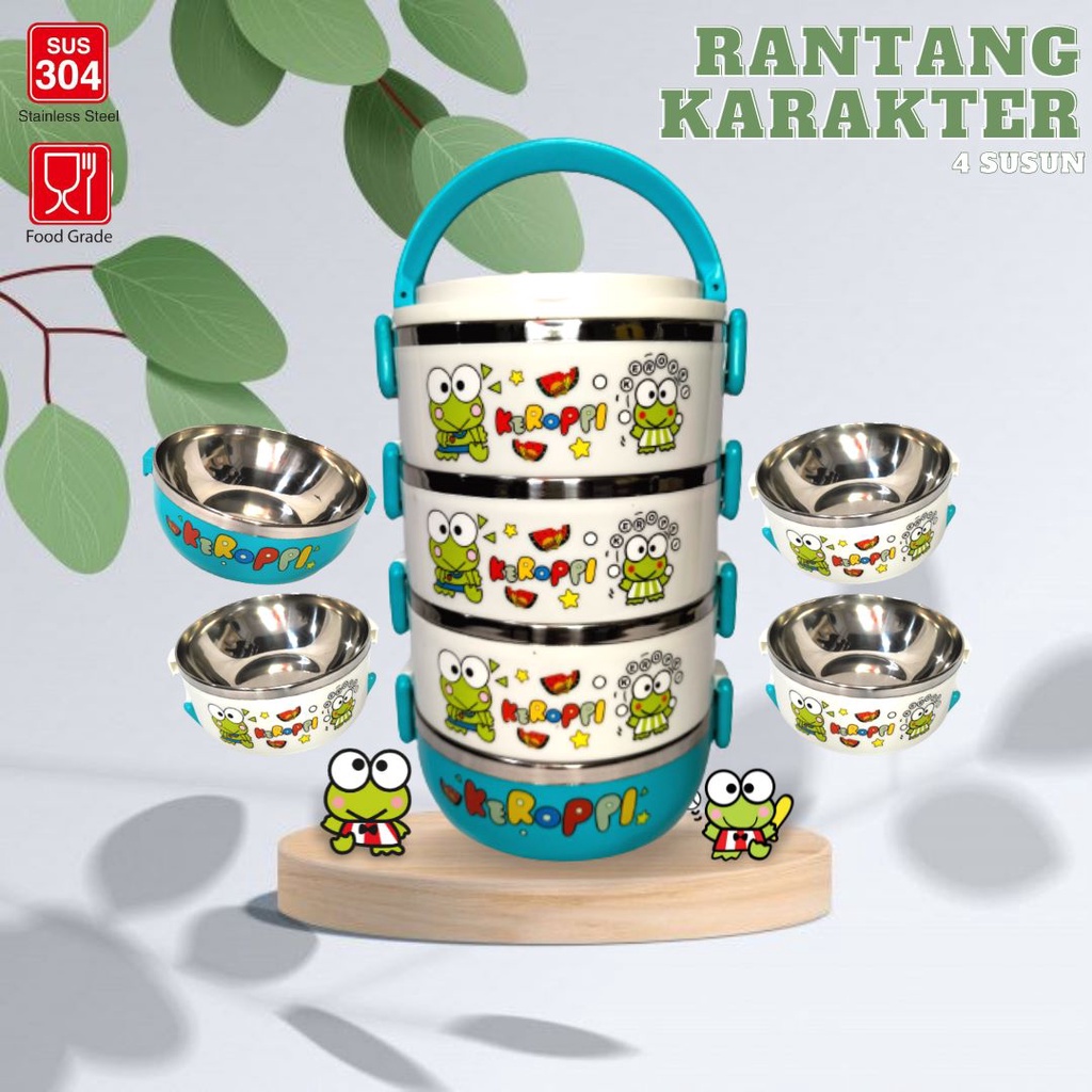 (BISA COD) Rantang 4 Susun Karakter / Rantang Stainless Putar