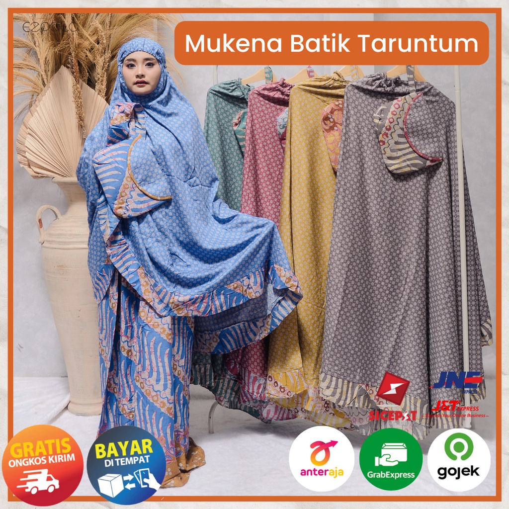 Ezpata Mukena Bali Batik Dewasa Putusan Taruntum Lawasan Jumbo Bahan Rayon Premium Adem dan Halus