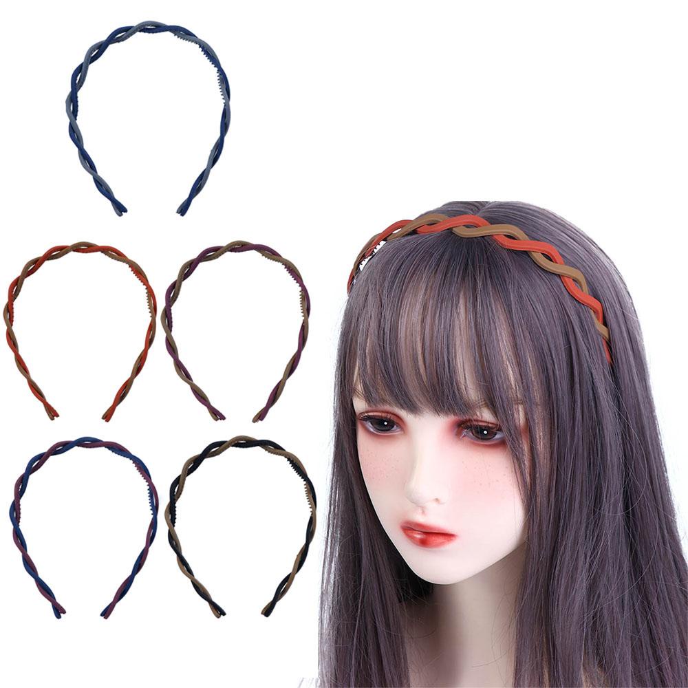 Agustina Bando Pesta Lady Wanita Aksesoris Rambut Color Blocking Solid Color Snake Winding
