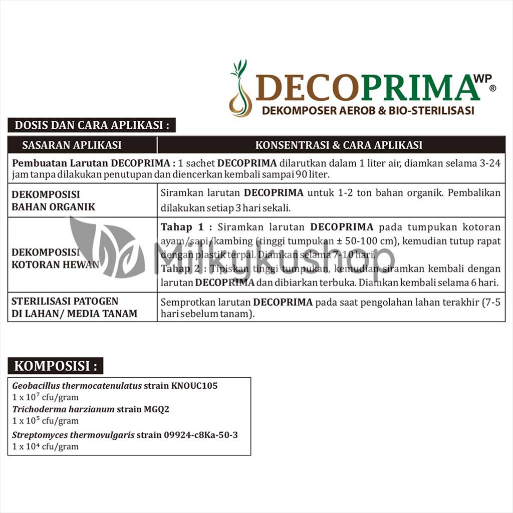 PUPUK HAYATI DECOPRIMA WP 100 GRAM PER SACHET KEMASAN PABRIK