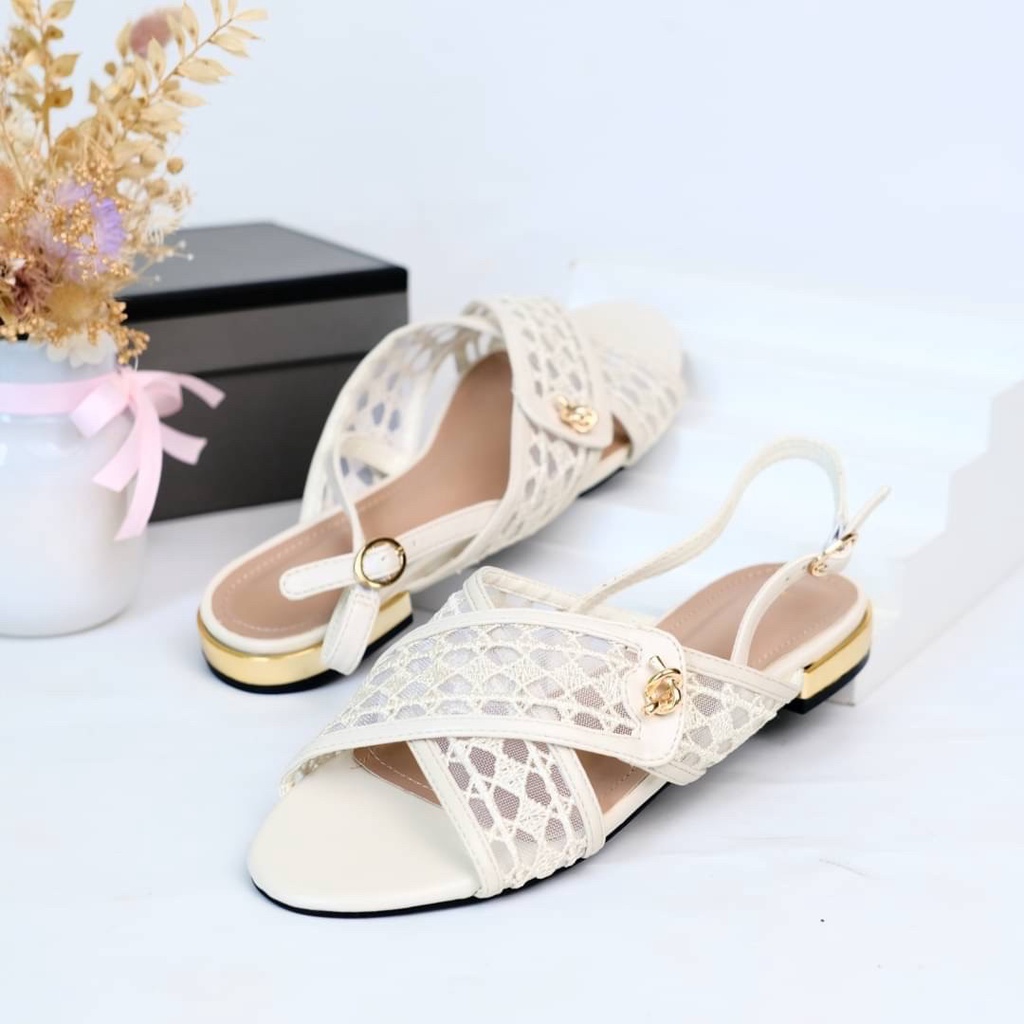 SANDAL WANITA PDR GOLD KNOT DETAIL SANDALS PS040 PREMIUM IMPORT