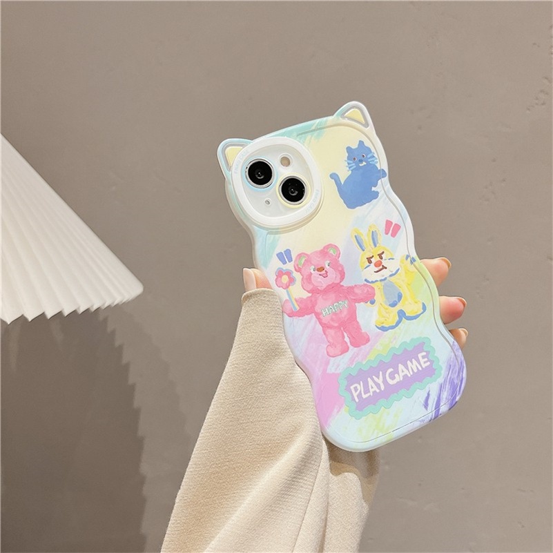 Soft Case Silikon Motif Lukisan Cat Minyak Beruang Untuk iPhone 14 13 12 11 Pro Max X Xr Xs Max 8 7 6 6s Plus