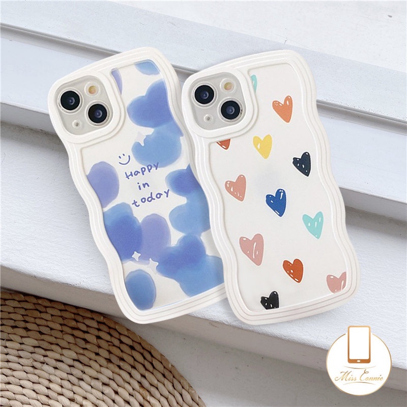 Case Untuk Samsung A03 A04s A04E A14 A04 A12 A13 A50 A03s A32 A52 A53 A33 A20 A22 A23 A31 A50s A51 A20 A21s A11 A20s A30 A02s A52s Kartun Lucu Love Heart Shockproof Tepi Bergelombang Case