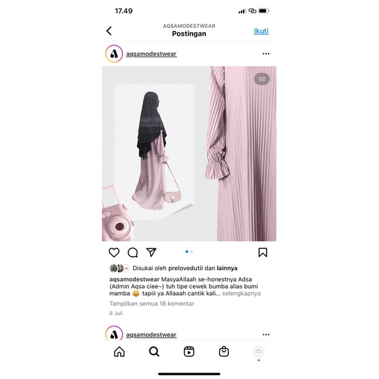 glam abaya aqsamodestwear pink size S