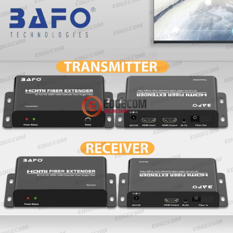 BAFO HDMI Extender FO Fiber Optic Up to 20Km BF-376