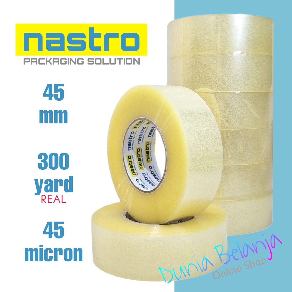 

LAKBAN BENING NASTRO 45mm x 300y REAL x 45micron - PER ROLL - OPP TAPE - LAKBAN BENING - LAKBAN CLEAR - LAKBAN MURAH - LAKBAN NASTRO - SETARA LAKBAN DAIMARU