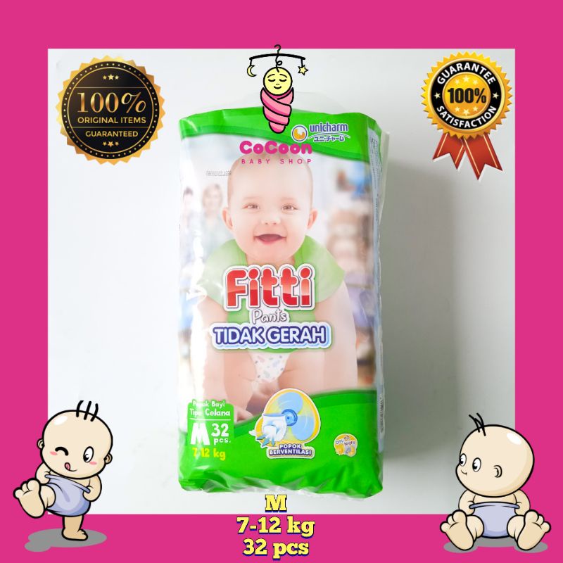 Popok Bayi Unicharm Fiti Fitti Pants M32 M 32 Tipe Celana
