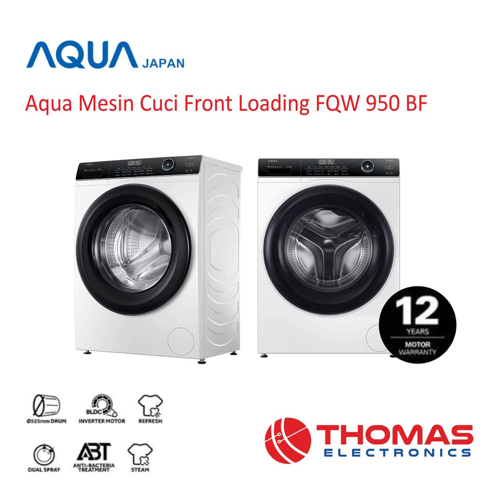Mesin Cuci Front Loading Aqua FQW 950 BF / FQW950BF 9 KG GARANSI RESMI
