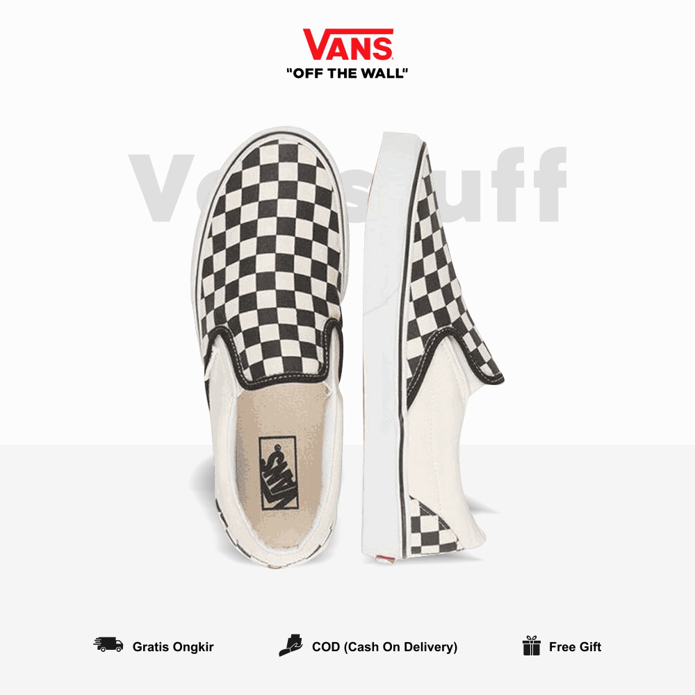 Slip On Clasic Checkerboard Couple Pria dan Wanita Original 100% BNIB Global Market Authentic Guarated Catur Ori