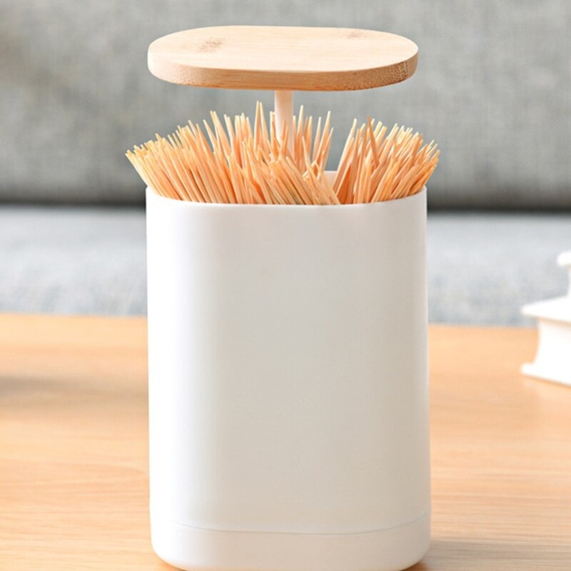 Tempat Wadah Tusuk Gigi Toothpick Kotak Cotton Swabs Dental Floss Box Storage - White Putih Cotton Bud