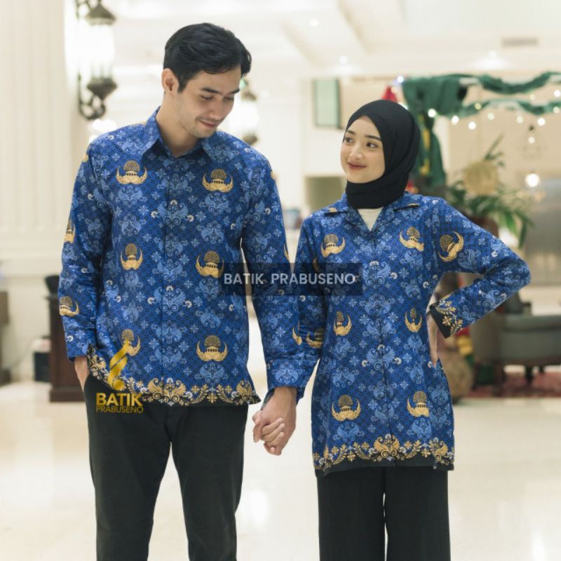KORPRI Kemeja Batik Pria Lengan Panjang Fit Slimfit Original Prabuseno Full Furing Jumbo Modern Prem