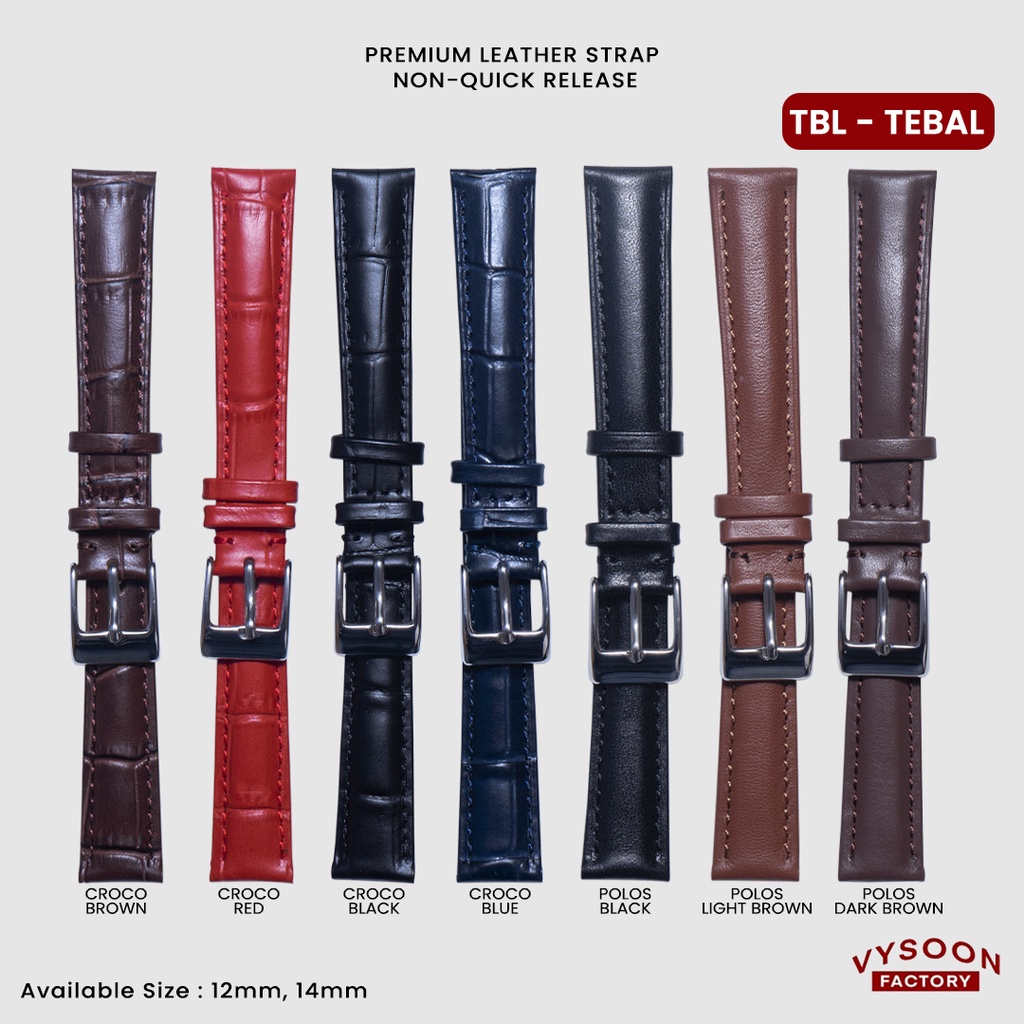 Non Quick Release Strap Premium Leather Tali Kulit Jam 12mm 14mm