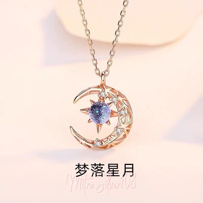 [MS108] NL 05 - Kalung Liontin Permata Bulan Sabit / Kalung Wanita premium perhiasan wanita import
