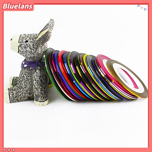 (In Stock) Kacamata Hitam Lensa Warna Warni ♡30pcs / Roll Stiker Tape Garis Warna Campur Untuk Dekorasi Nail Art DIY