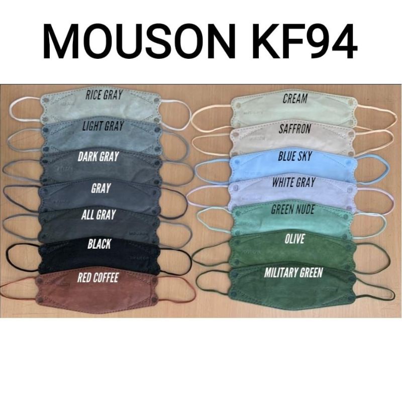 KF94 MASKER FACEMASK MOUSON / CAREION / ONCARE 4PLY ISI 10 PCS WARNA HITAM - PUTIH-MILITARY MSN / KF94