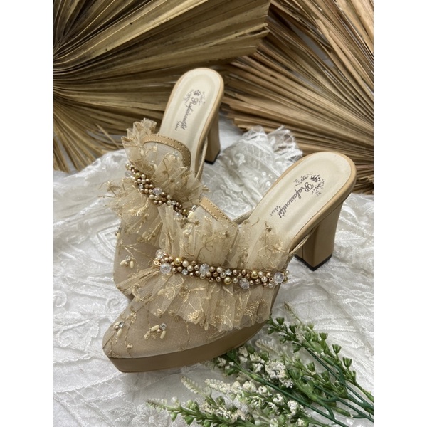 sepatu wanita nude deandra wedding pesta 9cm tahu