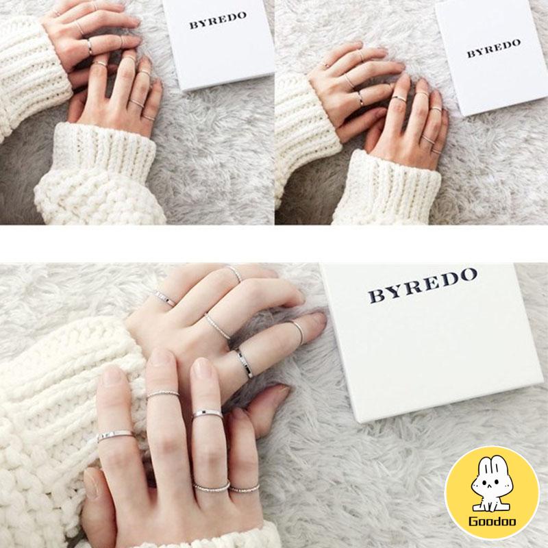 10pcs / Set Cincin Minimalis Gaya Korea Untuk Wanita -Doo