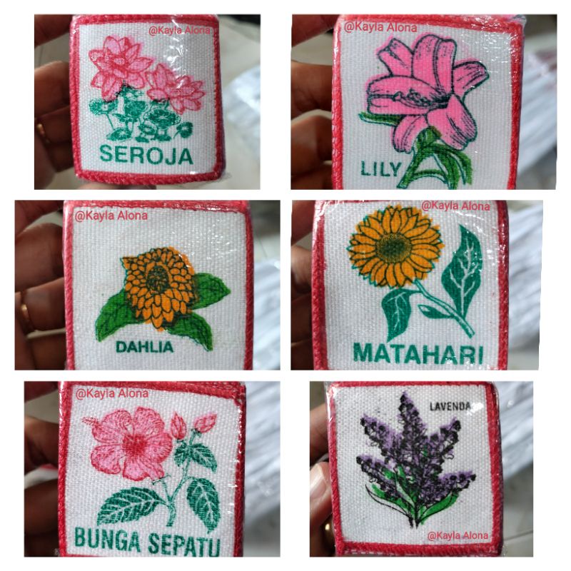 ( Harga Per 1pcs / Ecer ) REGU PRAMUKA Nama&quot; Bunga Untuk PUTRI ( SABLON )