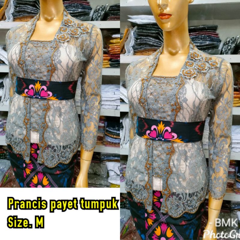 Kebaya Jadi Brokat Prancis Payet Tumpuk Lengan Panjang Spesial M