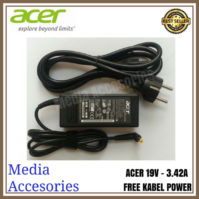 Adaptor Acer Original 19V 3.42A (Charger Laptop) + Kabel Power