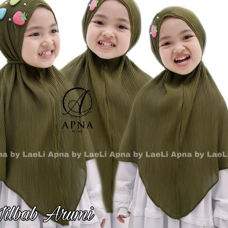 Jilbab Arumi/ Bergo plisket anak strawberry lucu bagus murah ▪ MGG.22Oc22ᴹ