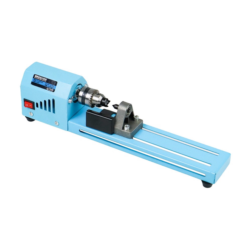 Mesin Bubut Kayu Mini Lathe Beads Grinding Polisher DIY Woodworking 7ROT46BL 150W - X707 - Blue