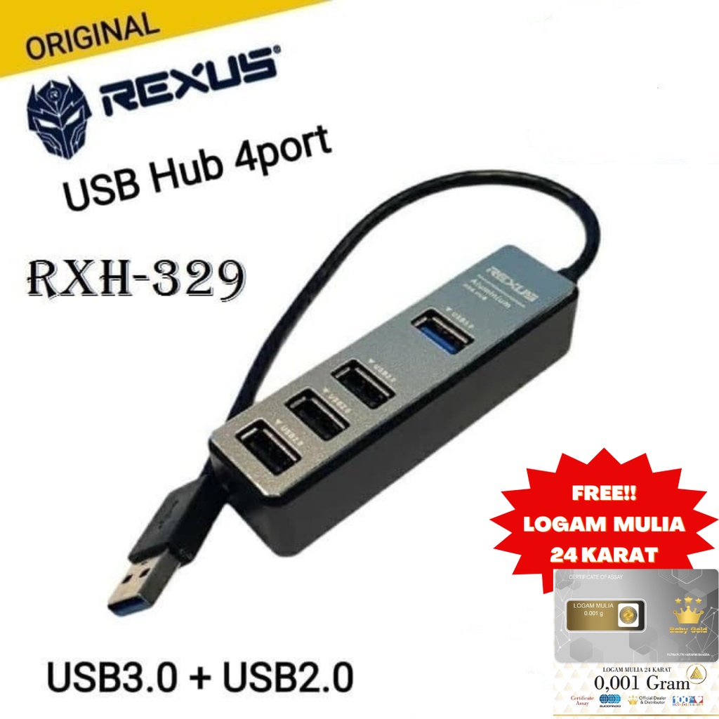 Rexus USB3.0 + USB2.0 / USB Hub 4 Port RXH-329