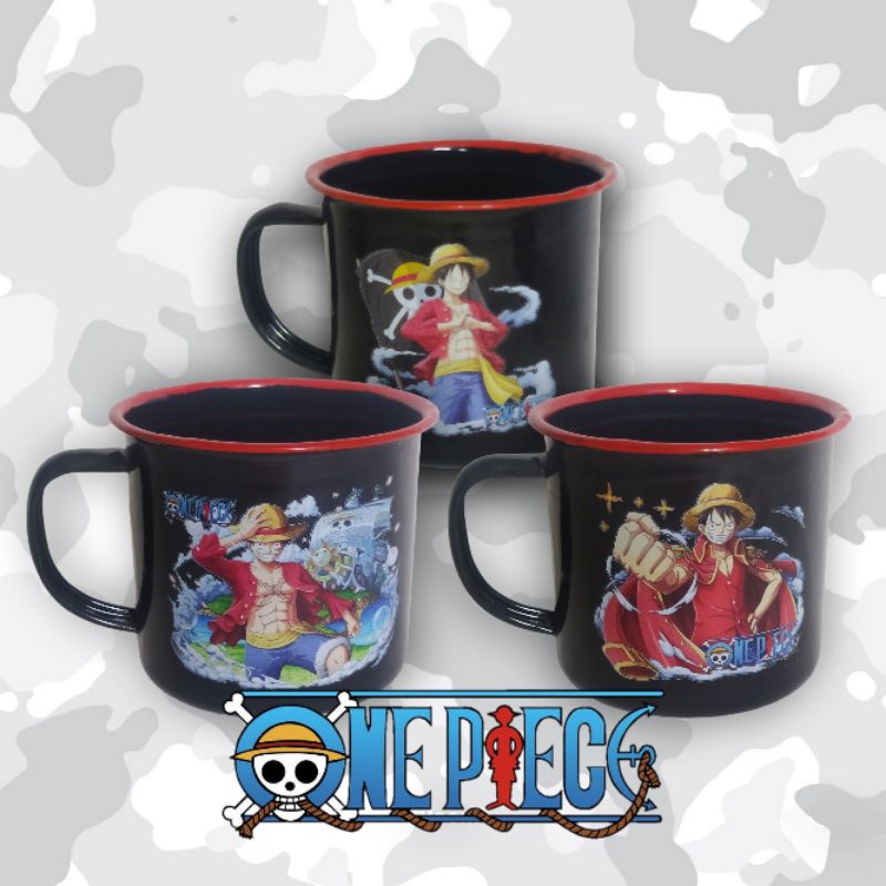 Gelas Mug Cangkir Hitam Stainless One Piece Anime