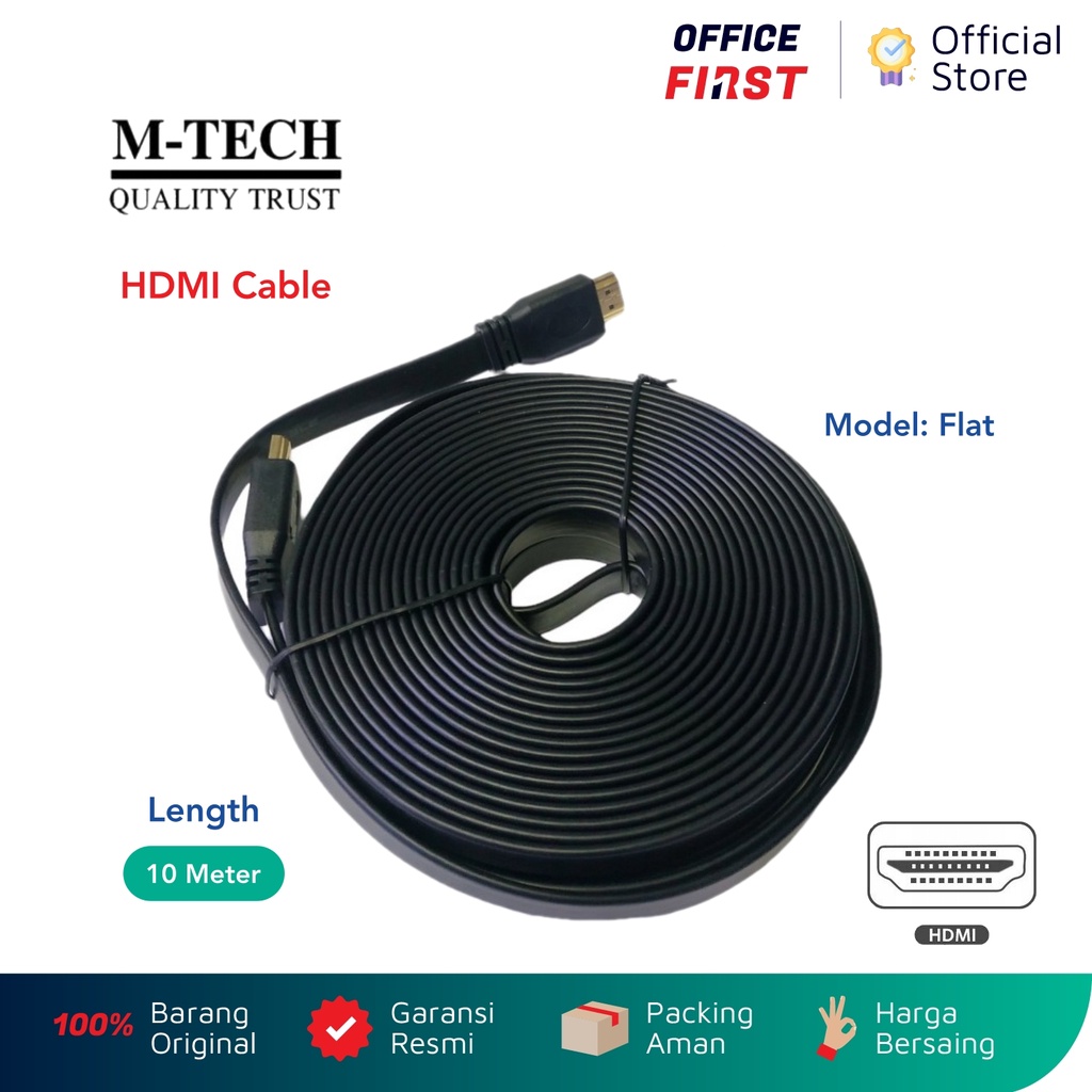 M-Tech HDMI Cable 10 Meter Flat Kabel MTech M Tech