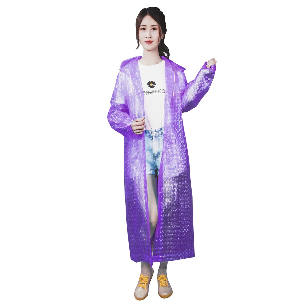 Jas Hujan Dewasa Wanita Korea Fashionable Anti Air Motif Kotak Transparant -520