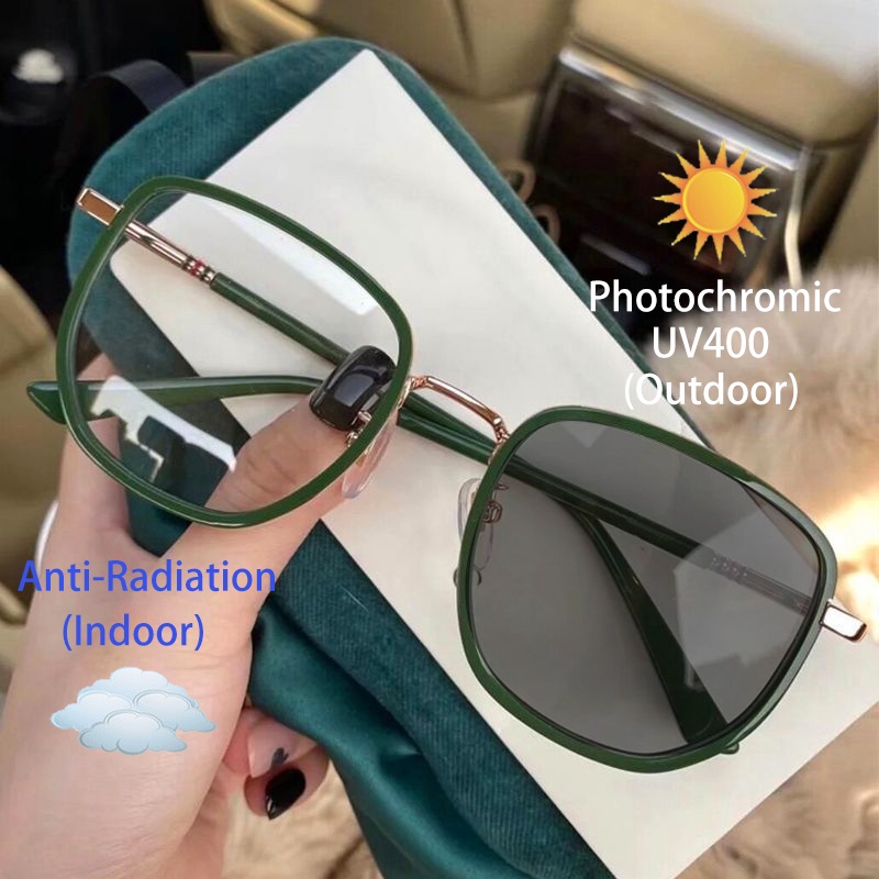 Kacamata Photochromic Anti Radiasi Bentuk Kotak Untuk Wanita