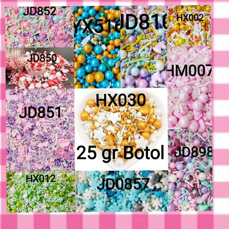 

Belanja Nyaman--25gr sprinkel edible hiasan topper cake bisa dimakan manik manik cupcake sprinkle