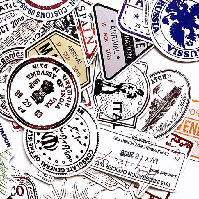 

Stiker Koper / Sticker Luggage Retro Postage Stamp Country 60 Pieces