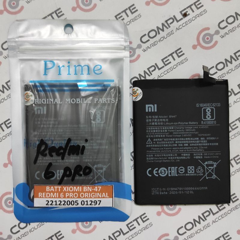 BATERAI XIAOMI BN-47 | BATT BN47 | BATT BN 47 | BATT REDMI 6 PRO ORIGINAL 100%