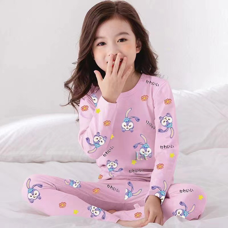 LNR Shop PA-012 - PA-017 Piyama Anak Perempuan Import Setelan Baju Tidur Lengan Panjang Motif Beragam Frozen Elsa Stella Lou Unicorn Kelinci Bahan Katun Lembut Nyaman Dipakai Piyama Set Piyama Anak Perempuan Pajamas