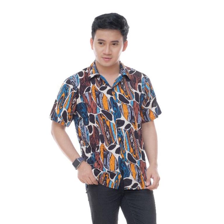 "MNG.18Oc22y" Kemeja Retro Vintage Pria Rayon Premium