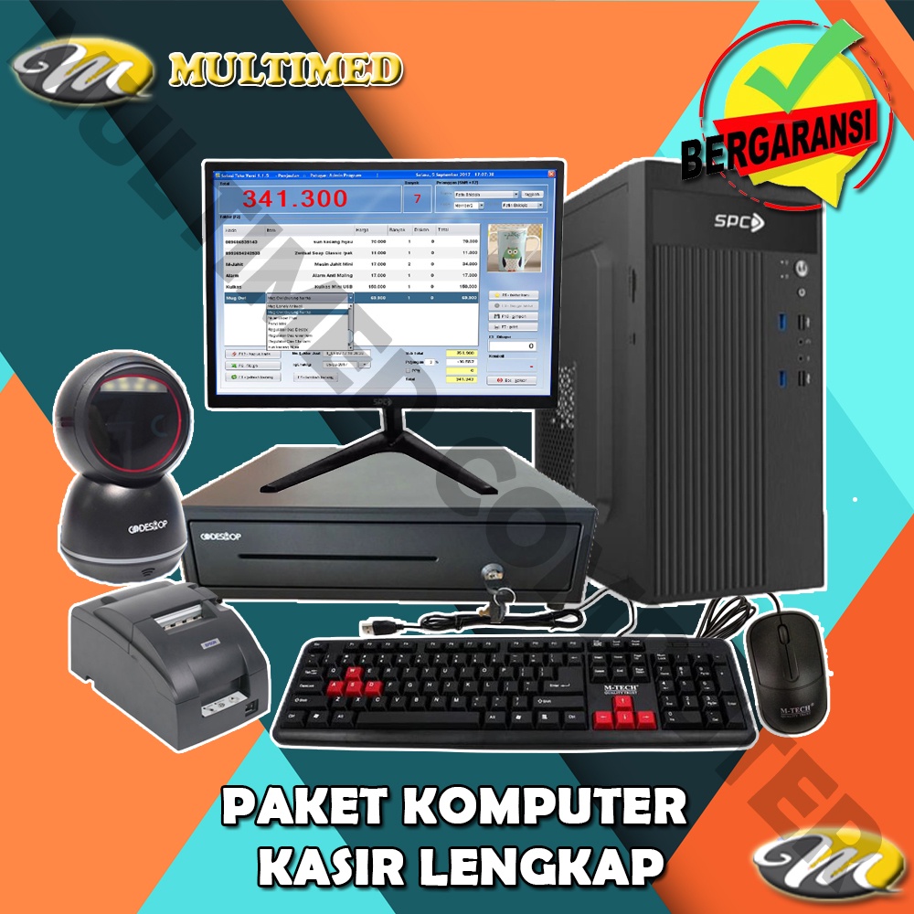 PAKET PC KASIR / KOMPUTER KASIR SIAP PAKAI LENGKAP DENGAN PROGRAM POS