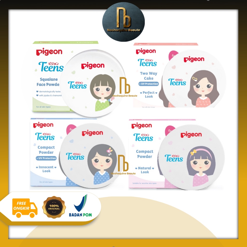 PIGEON TEENS Compact Powder UV Protection | Two Way Cake | Face Powder Squalane Bedak Tabur