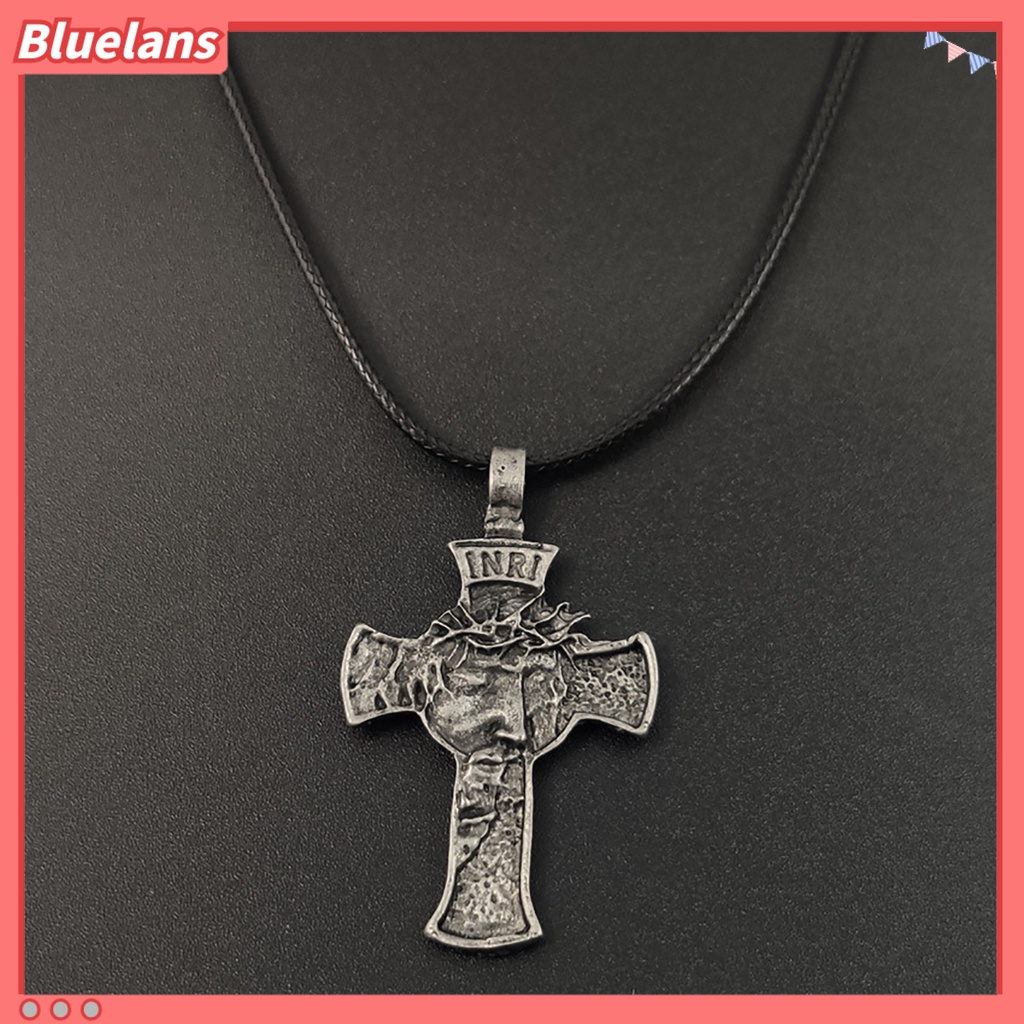 Bluelans Crown of Thorns Jesus Cross Pendant Necklace Unisex Chain Jewelry Accessory Gift