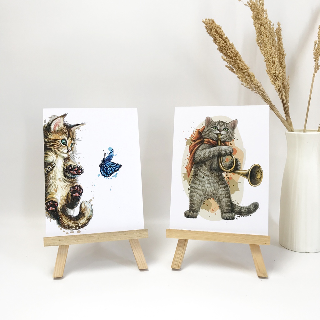 TENNESY HIASAN DINDING WALL DECOR KUCING LUCU CAT 15x20CM PAJANGAN KAYU POSTER DEKORASI KAMAR TIDUR RUMAH